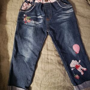 Kids Denim Jeans with Embroidered Design